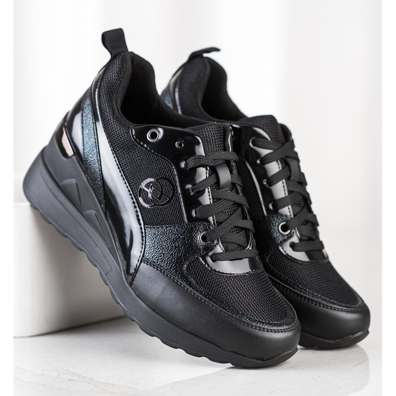 Evento Zapatillas de cuña de moda negro 1