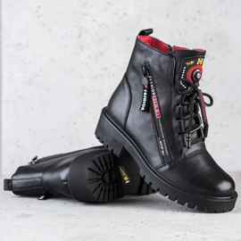 ARTIKER Trabajadores de cuero con cremallera decorativa negro 2
