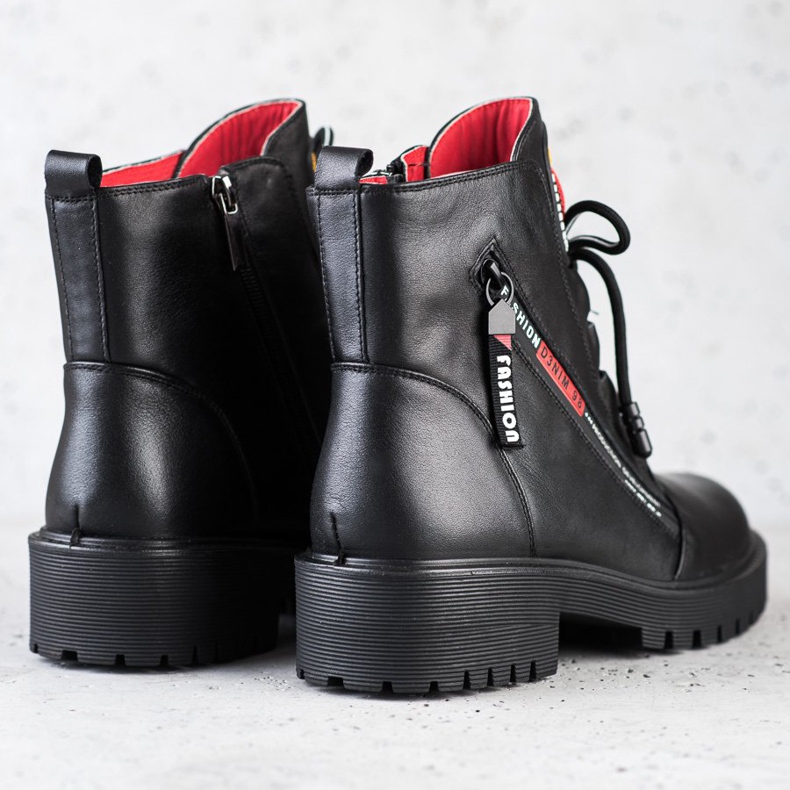 ARTIKER Trabajadores de cuero con cremallera decorativa negro 1