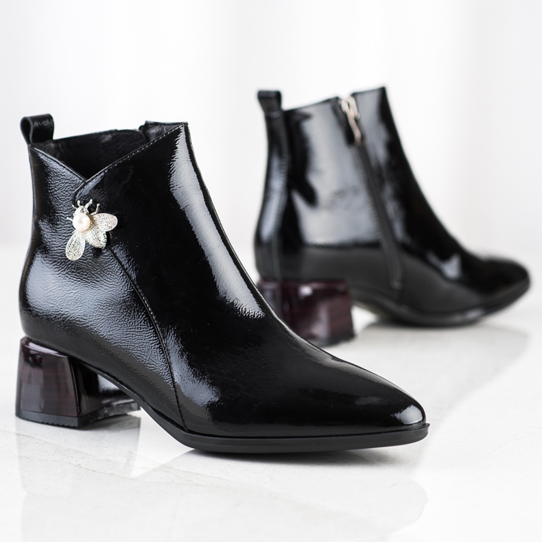 ARTIKER Botas de cuero elegantes con adorno. negro 1