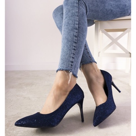 Zapatos de tacón brillantes azul marino de Dolche 1