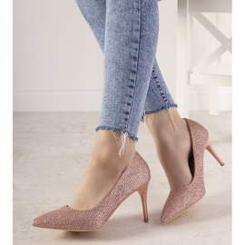 Zapatos de tacón rosas brillantes de Dolche rosado 1