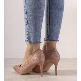 Zapatos de tacón rosas brillantes de Dolche rosado 2