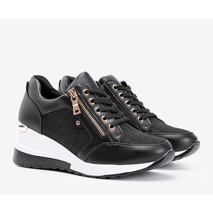 Zapatillas negras brillantes en la cuña The Moment negro 1