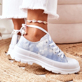 FJ1 Zapatillas azules con plataforma y efecto tie-dye Travel Time blanco 1