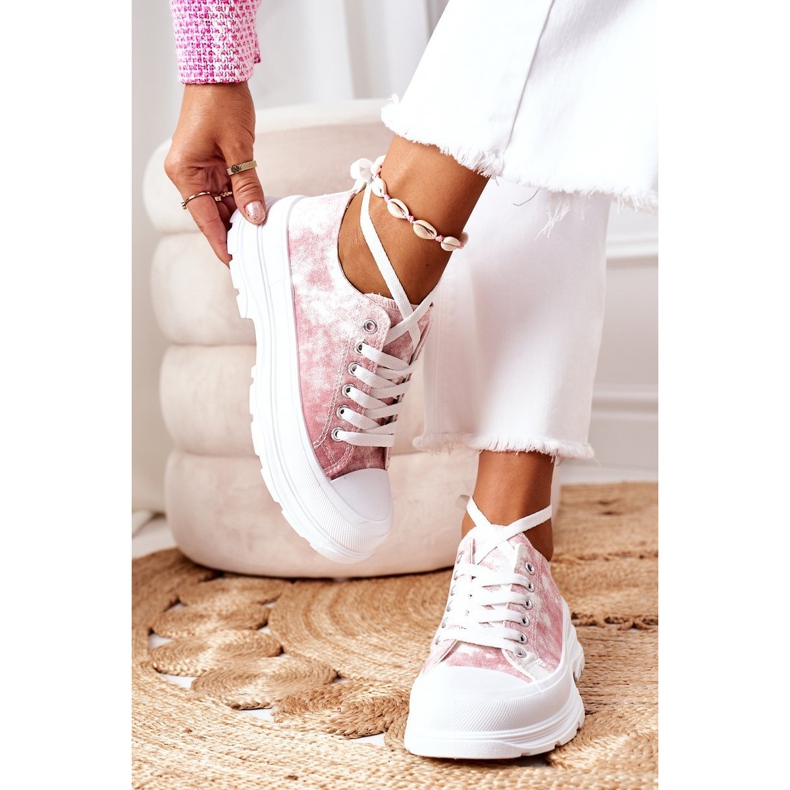 FJ1 Zapatillas rosas con efecto tie-dye Travel Time blanco rosado 1