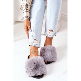 FJ1 Pantuflas De Goma Con Piel Gris Suave 4