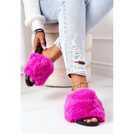 FJ1 Pantuflas de Goma Con Piel Suave Fucsia rosado 3