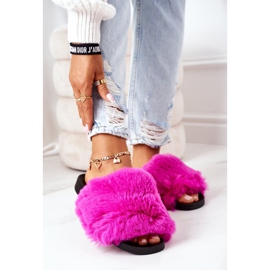 FJ1 Pantuflas de Goma Con Piel Suave Fucsia rosa 2