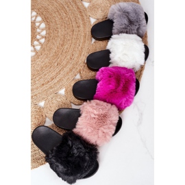 FJ1 Pantuflas de Goma Con Piel Suave Fucsia rosa 1