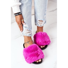 FJ1 Pantuflas de Goma Con Piel Suave Fucsia rosado 4