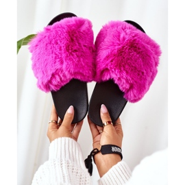 FJ1 Pantuflas de Goma Con Piel Suave Fucsia rosado 5