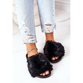 FJ1 Pantuflas Negras De Goma Suave Con Piel negro 3