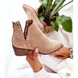 Botas Caladas Con Recortes Beige Western 1 Botas Caladas Con Recortes Beige Western 1