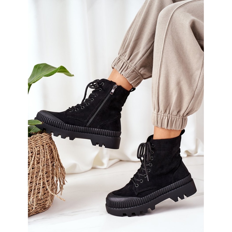 PV1 Trabajadores de gamuza en la plataforma negra aquí estoy negro 2