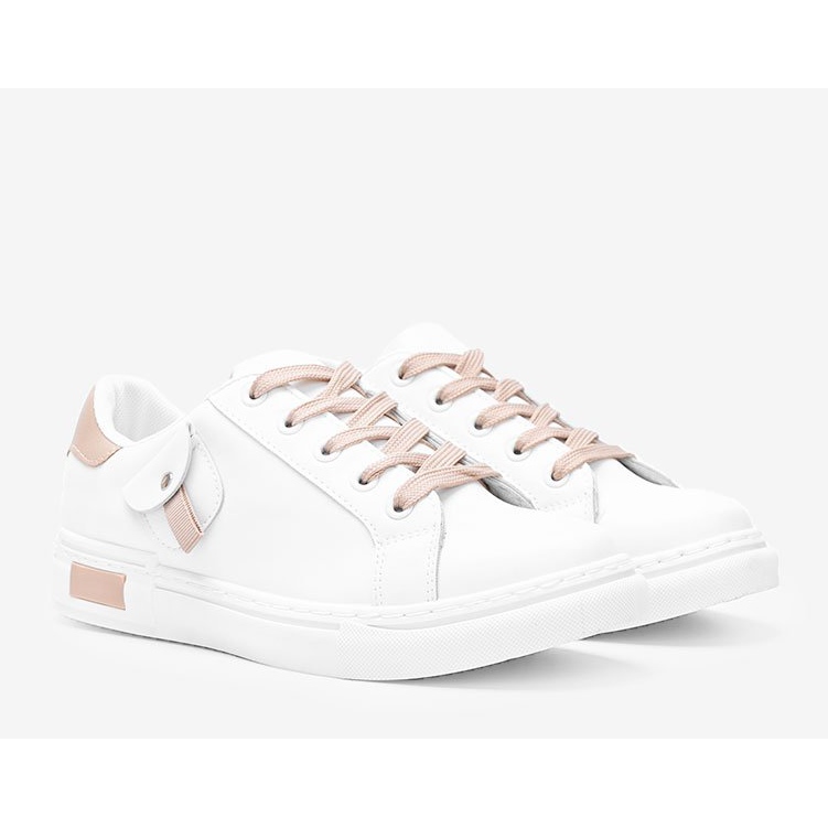 Zapatillas blancas y beige con bolsillo decorativo de Nandina blanco 1