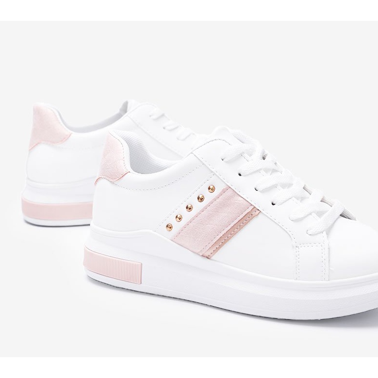 Zapatillas blancas y rosas con tachuelas Sashell blanco rosado 1 Zapatillas blancas y rosas con tachuelas Sashell blanco rosado 1