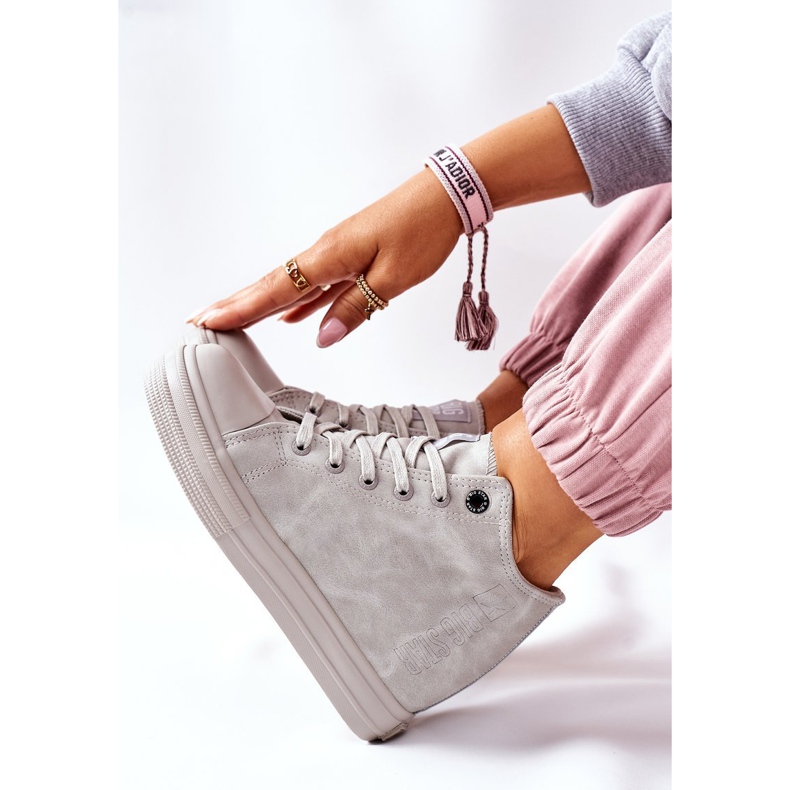 Zapatillas De Piel Con Cuña Big Star II274093 Gris 1