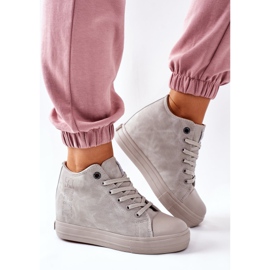 Zapatillas De Piel Con Cuña Big Star II274093 Gris 3