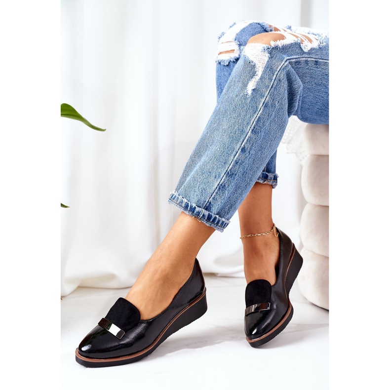 Zapatos Cuña Lacados POTOCKI 12032 Negro 2