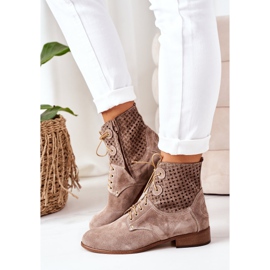 Alberto Violli Botines de ante con patrón Josie capuchino calado marrón 3