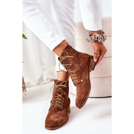 Alberto Violli Botas de ante con estampado calado marrón Josie 4
