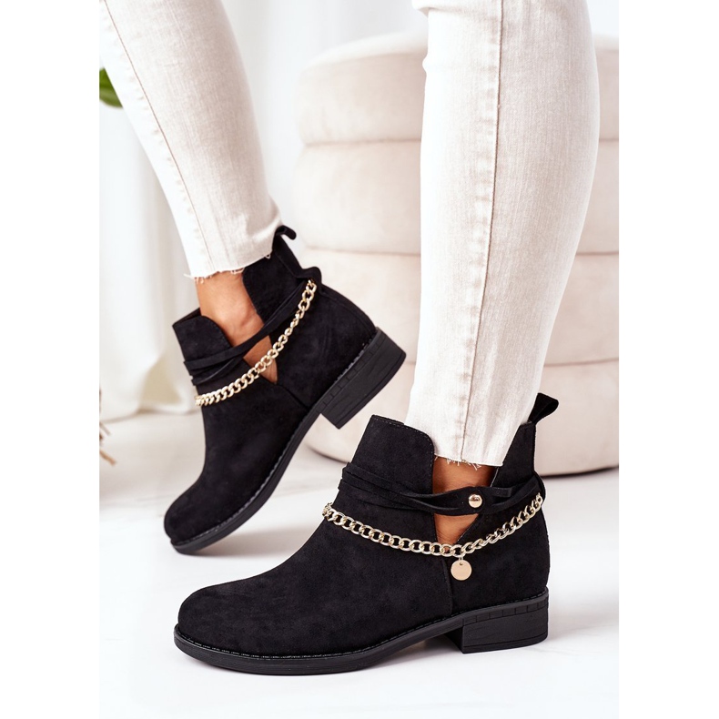 PS1 Botas negras de ante con cadena Elvira negro 2