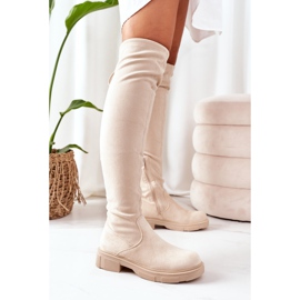 PS1 Botas sobre la rodilla de ante beige Selina 5