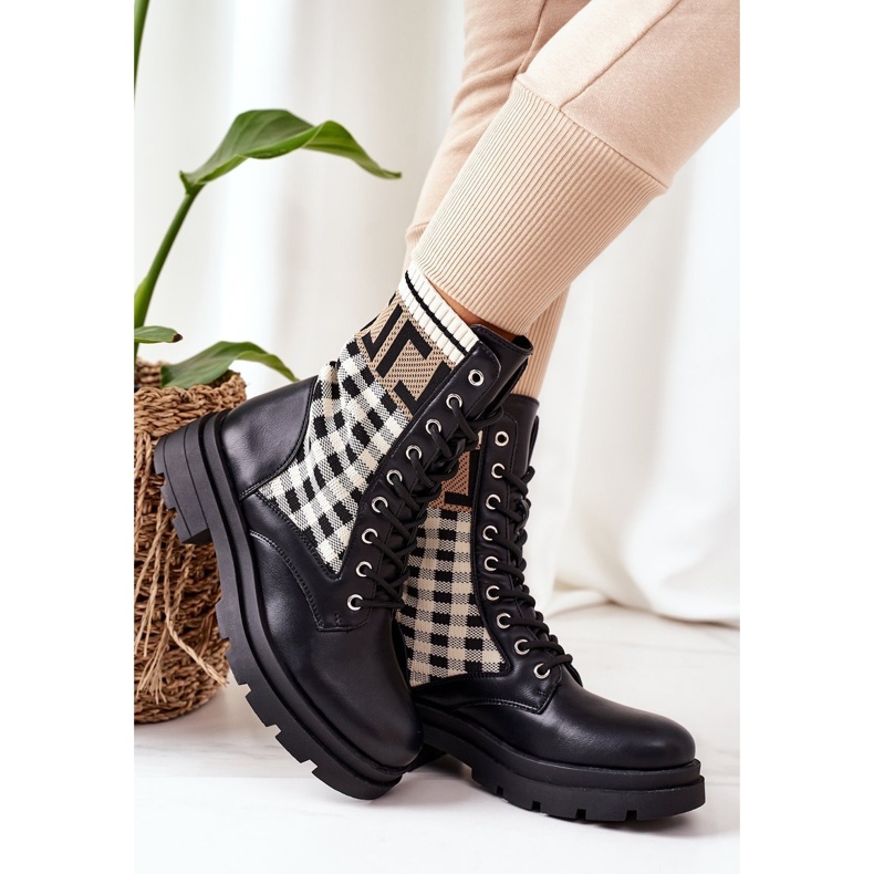 Trabajadores de la historia de amor de tela negra elástica marrón 2