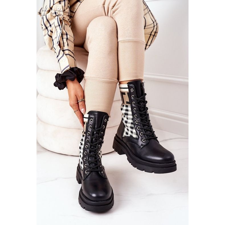 Trabajadores de la historia de amor de tela negra elástica marrón 1