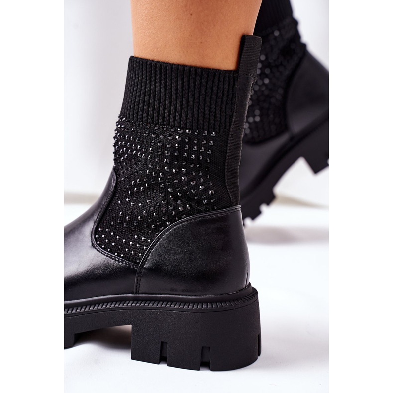 Trabajadores Xoxo negros hechos de tela flexible con circonita cúbica 1