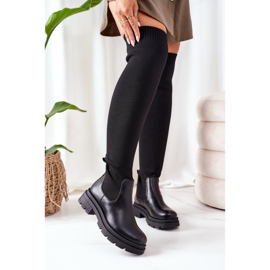 Botas De Tela Elástica Negro Café Helado Por Encima De La Rodilla 2