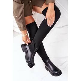 Botas De Tela Elástica Negro Café Helado Por Encima De La Rodilla 1