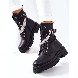 Botas de trabajo negras con cadena Midtown negro 3