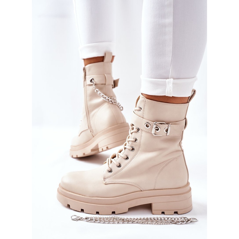 Botas de trabajo beige con cadena Midtown 1