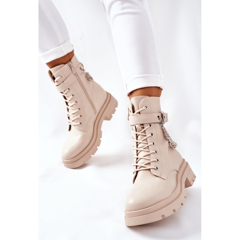 Botas de trabajo beige con cadena Midtown 2
