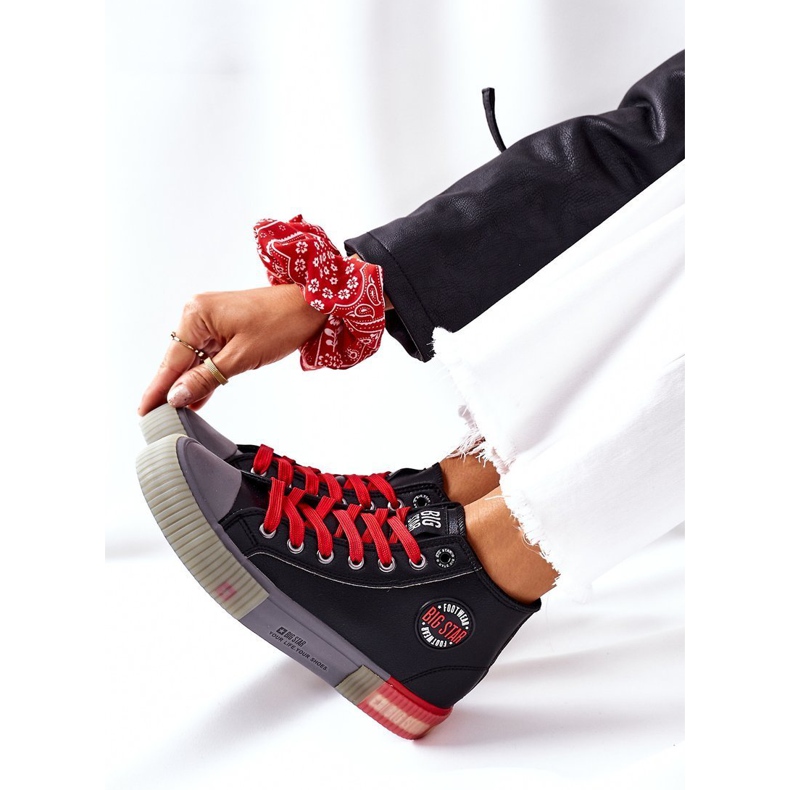 Zapatillas Altas de Piel Big Star II274139 Negro rojo 1