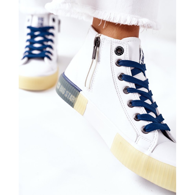 Zapatillas Altas de Piel Big Star II274137 Blanco azul marino 1