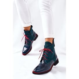 Alberto Violli Botines Piel Con Estampado Cocodrilo Cheyenne Verde rojo 2
