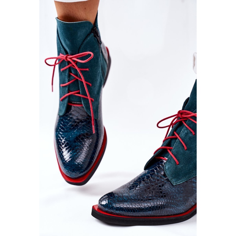 Alberto Violli Botines Piel Con Estampado Cocodrilo Cheyenne Verde rojo 1