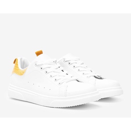 BM Zapatillas blancas y amarillas sobre suela gruesa Influ blanco 1