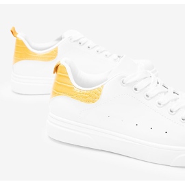 BM Zapatillas blancas y amarillas sobre suela gruesa Influ blanco 2