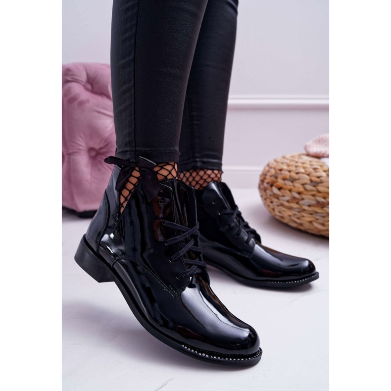 Botas de Mujer con Tacón Plano Lacado Negro Nicole 2420 1 Botas de Mujer con Tacón Plano Lacado Negro Nicole 2420 1