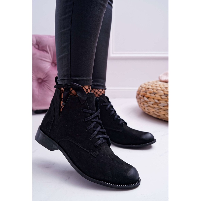 De Mujer Botas Con Tacón Plano Nubuck Negro Nicole 2420 1