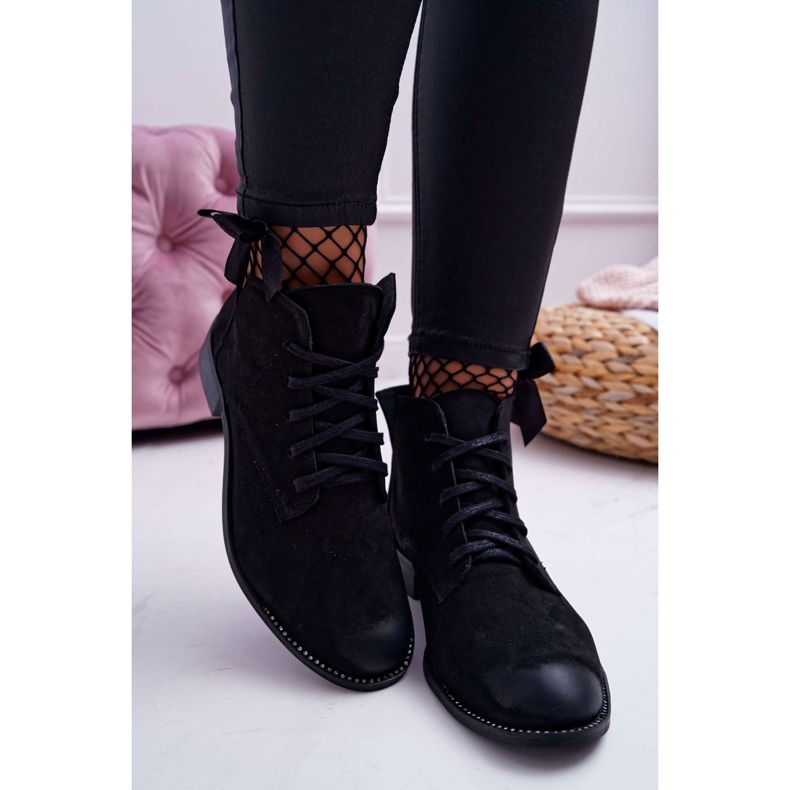 De Mujer Botas Con Tacón Plano Nubuck Negro Nicole 2420 2