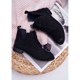 De Mujer Botas Con Tacón Plano Nubuck Negro Nicole 2420 6