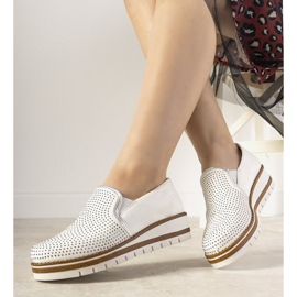 Zapatos plateados sin cordones con tachuelas GF-FD9 blanco 1