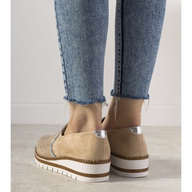 Zapatos plateados sin cordones con tachuelas GF-FD9 beige 1