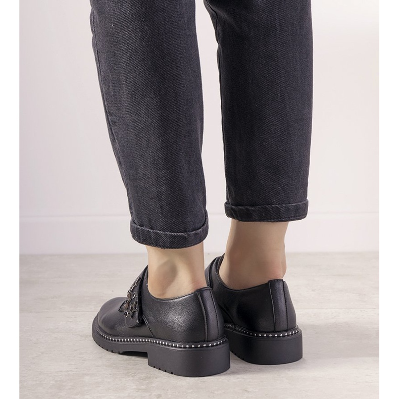 Zapatos plateados sin cordones con tachuelas GF-FD9 negro 2