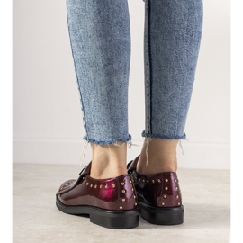 Zapatos sin cordones granate con tachuelas GF-FD9 rojo 2